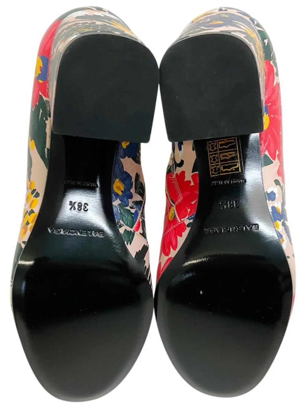 Balenciaga Multi Floral Print Leather Booties - Picture 9 of 12
